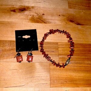 Fun red sparkly stone Earring and bracelet bundle